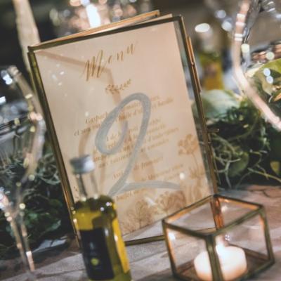 Centre de table végétal et menu 